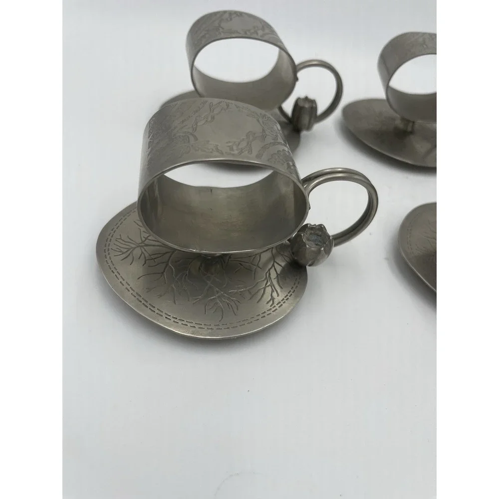 Set of 6 Reproduction of‎ Antique Metal Water Lily Napkin Rings